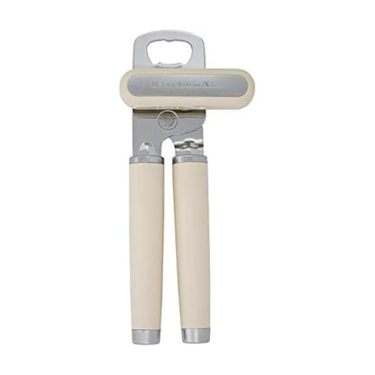 KitchenAid Classic Multifunction Can Opener and Bottle Opener Easy to Use, Razor Sharp Stainless Steel Cutting Wheel, Soft Ergonomic Handles, Almond Cream