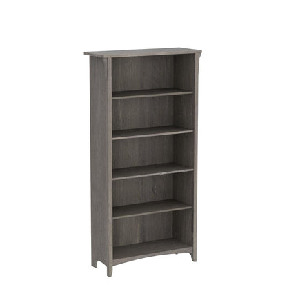 Bush Home Salinas Tall 5 Shelf Bookcase - Set of 2 in Driftwood Gray, Vertical Office Storage, Bookshelves for Home Workspace, Multi-Purpose Shelving Units