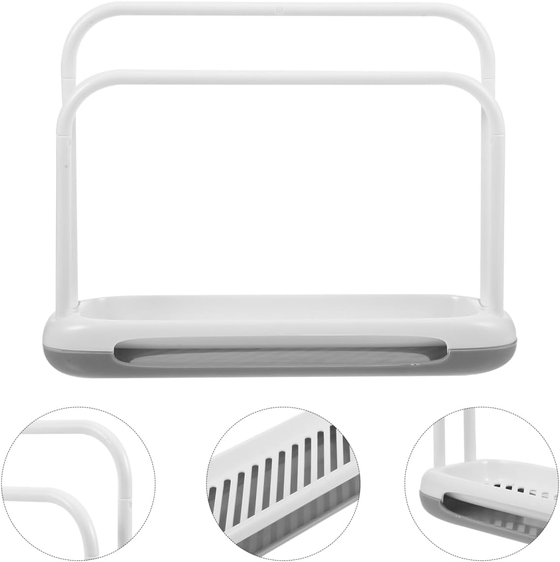 Towel Rack Stand with Drain Spout, Quick-Drying Kitchen Storage for Sponges, Dishcloths, Compact Design for Countertop