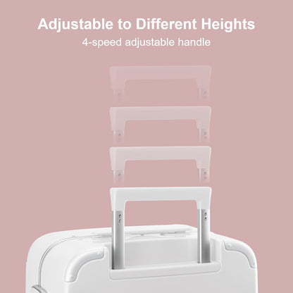 LEVEL8 Zipperless Carry On Luggage Airline Approved with Aluminum Frame, Cute Hardshell Suitcase with Spinner Wheels, Metal Rolling Travel Case with Tsa Locks, 20 Inch, Off White