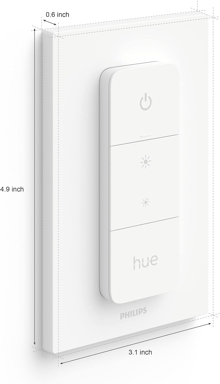 Philips Hue Wall Tap Dial Light Switch, Portable, White - 1 Pack - Requires Hue Lights and Hue Bridge - Smart Home - Easy, No-Wire Installation