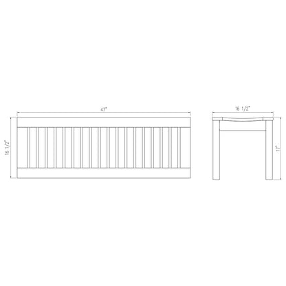 Cambridge Casual Caterina Teak Wood 6-Piece Outdoor Dining Set with Backless Bench, Navy