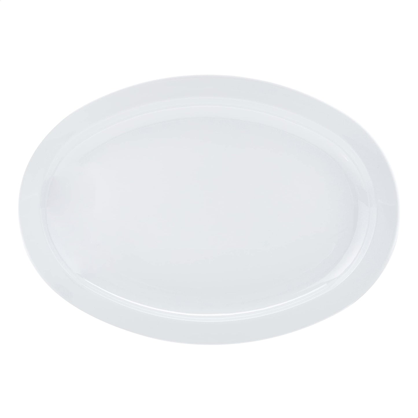 Amazon Basics Melamine Oval Platter Serving Tray, Dishwasher Safe, Narrow Rim, 13 in x 9.75 in, White, 6-Piece Set