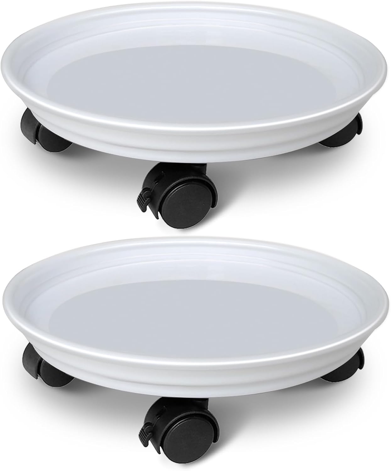 2 Pack of Plant Stand Rolling Caddy with Wheels, Movable Flower Plant Pot Pallet, Indoor Outdoor Planter Tray Dolly