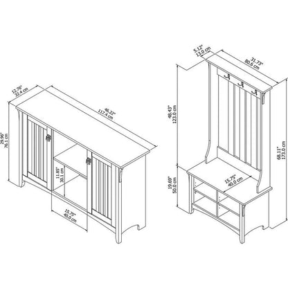 Bush Home Salinas Entryway Storage Set with Hall Tree, Shoe Bench and Accent Cabinet in Cape Cod Gray