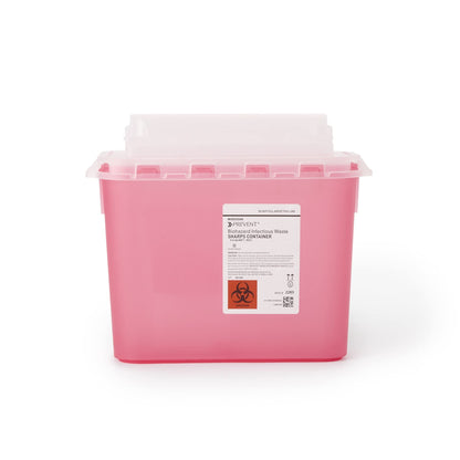 McKesson Prevent Sharps Container for Home Use, 5.4 Quart - for Biohazard Infectious Waste, Needle and Syringe Disposal - Translucent, Touchless Lid - Red, 20 Count