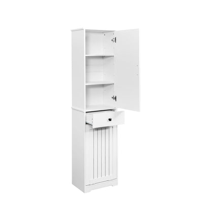 Laundry Cabinet with1 Storage Cabinet and 1 Drawer – White, Space-Saving Organization Solution for Easy Laundry Management