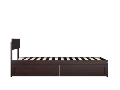 AFI, Boston Twin XL Platform Bed with 2 Underbed Storage Drawers, Espresso