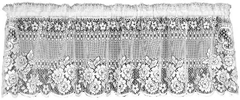 Heritage Lace Victorian Rose Valance, 60-Inch Wide by 16-Inch Drop, White