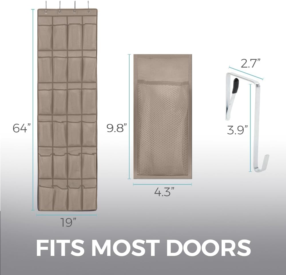 24 Closet Closets, 40 lbs HOME GENIE Over the Door Hanging Shoe Organizer, Breathable Mesh Pockets, Rack Storage