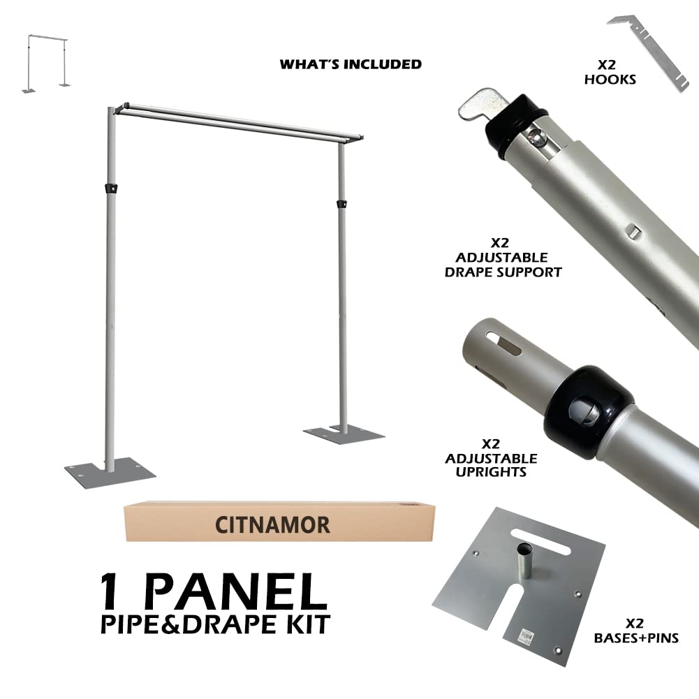 Pipe and Drape Adjustable Uprights, Crossbars,Bases & Hangers - Drape Systems for Backdrops, Trade Shows, Events, Photo Booths and Decorations by CITNAMOR (10' Tall x 10' Wide Kit(2xCrossbar))