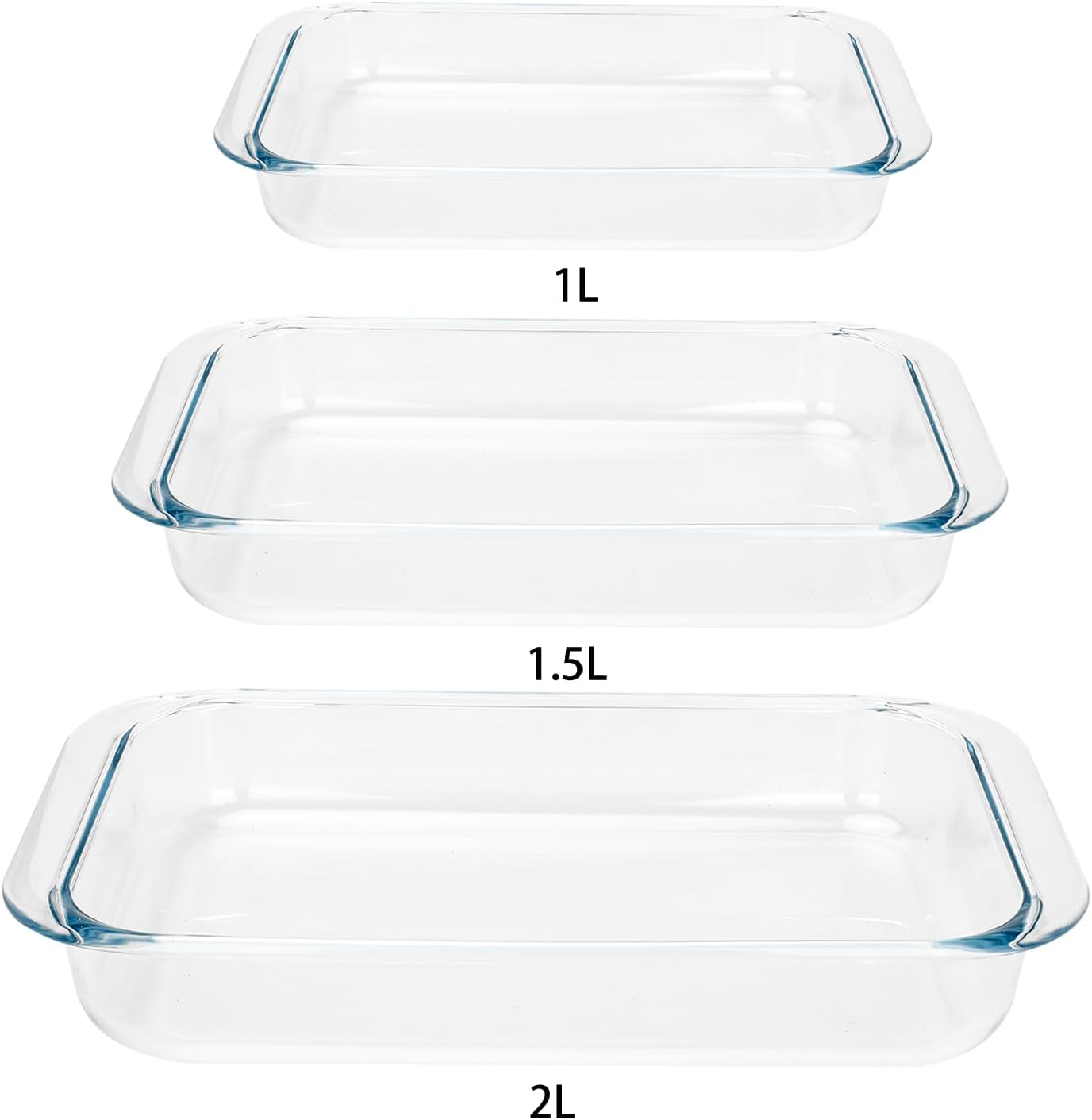 Set of 2, 1.5-Quart Tempered Glass Oblong Baking Dishes