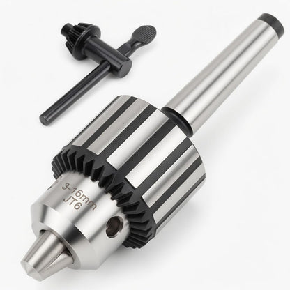 1/32" - 5/8" Keyed Drill Chuck with MT2 with JT6 Taper Arbor - Three-Jaw Chuck, Quenched Steel Construction, Precision Ground Shank