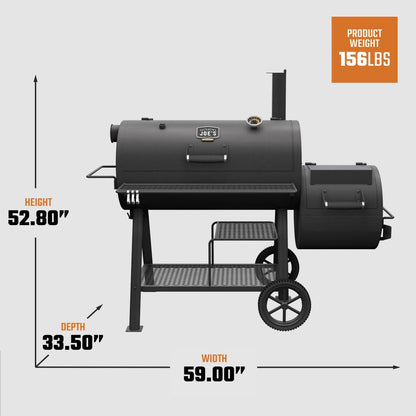 Oklahoma Joe's Highland Offset Reverse Flow Offset Charcoal Smoker and Grill With 1093 sq. in. Cooking Area in Black