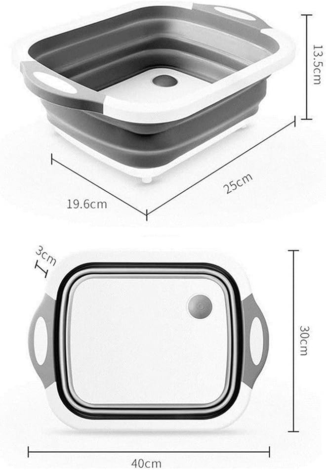 Folding Cutting Board with Draining Plug, Multi-Function Collapsible Basket for Washing Fruits and Vegetables