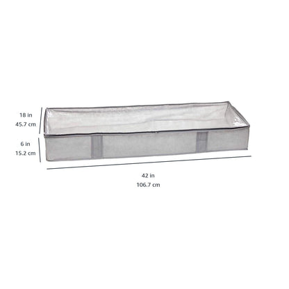 Amazon Basics Under Bed Fabric Zipper Blanket Storage Container Bags with Window and Handles, 2-Pack, 18 x 42 x 6 inches, Gray