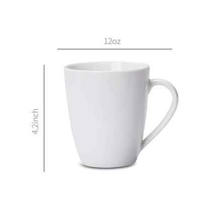 12 oz, 12 Count Amazon Basics Porcelain Heat Resistant Coffee Mugs, Microwave and Oven Safe, White