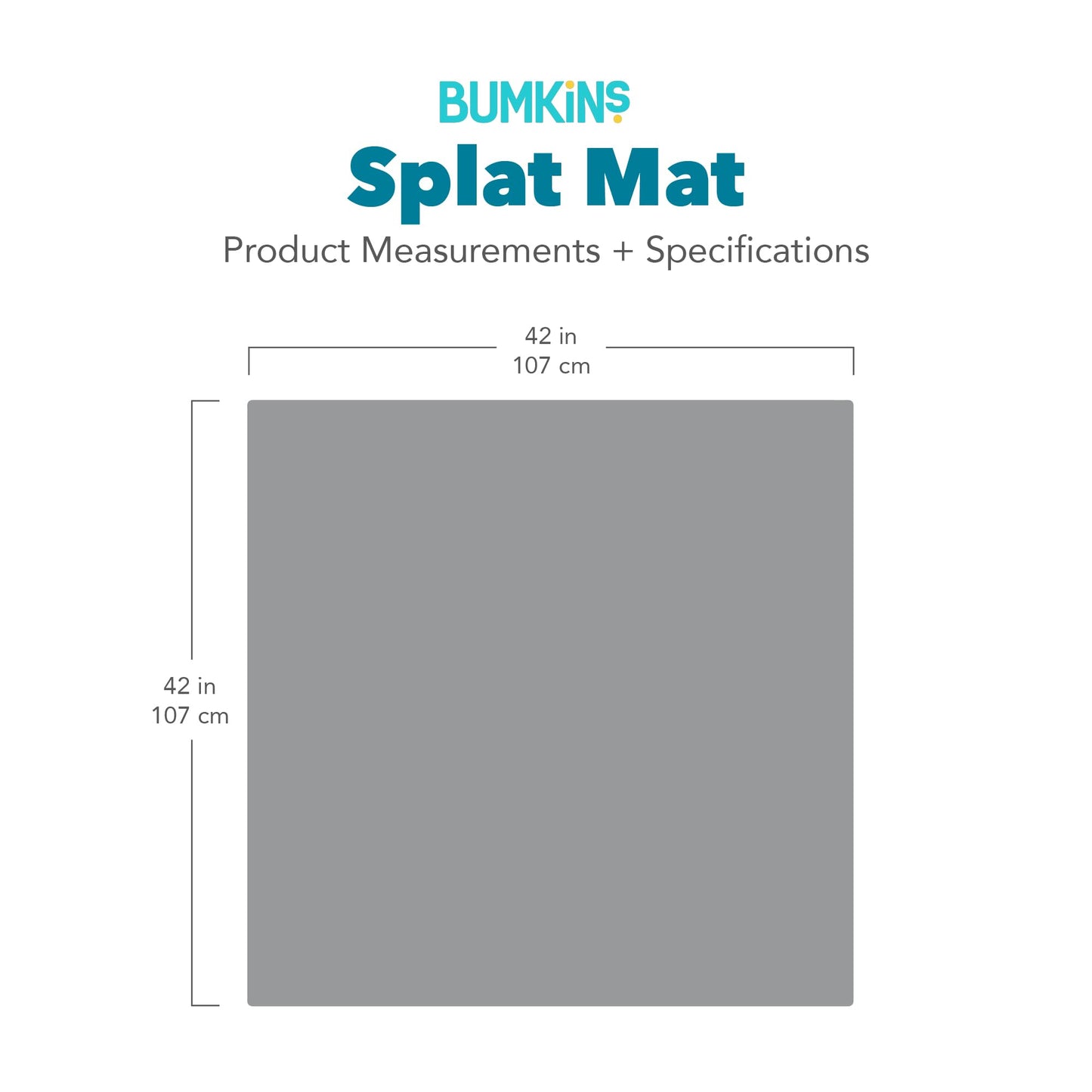 Bumkins Baby Splat Mat for Under High Chair, Babies Toddlers Eating Mess Mat, Waterproof Reusable Cloth for Arts and Crafts, Playtime Mat for Kids, Floors or Tables, Fabric 42inx42in, Black Hearts