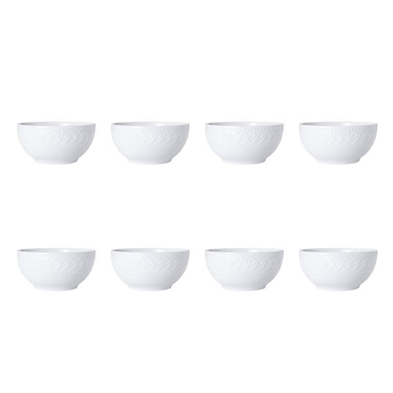 Pfaltzgraff Sylvia 32-Piece White Dinnerware Set, Service for 8, Durable Stoneware Plates, Bowls, and Mugs, Microwave and Dishwasher Safe