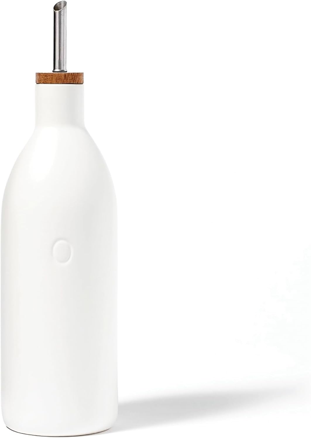 17 oz/500 ML Fox Run White Ceramic Oil Bottle, Olive Oil Dispenser With Pouring Spout and Cap
