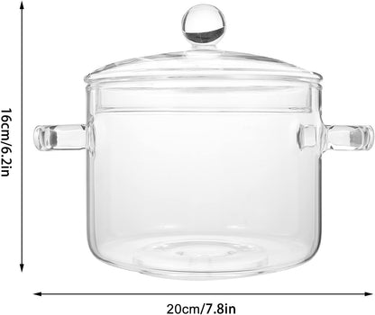 Clear Glass Pots for Cooking, Thickened Glass Stew Pot with Lid for Stove