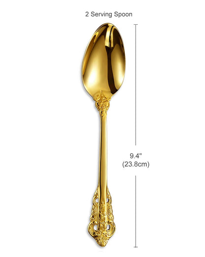 KEAWELL 2-Piece Gorgeous Large Serving Spoon, 18/10 Stainless Steel, Fine Large Serving Spoon, Sturdy Tablespoon, Dishwasher Safe, 9.4" (Gold)