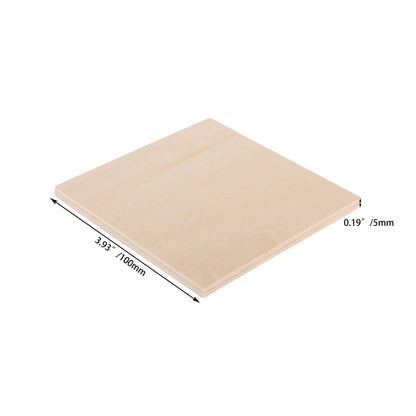 RDEXP 10x10cm Blank 5mm Thickness Wooden Board Unfinished Unpainted Wood Sheets for Wood DIY Craft Carving Modeling Set of 10