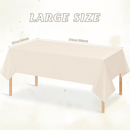 YIDAKO 3Pcs Beige Tablecloths for Rectangle Tables,Disposable Plastic Ivory Table Cloth,Waterproof Cream Table Cover for Birthdays Weddings Anniversary Party Decorations,54 x 108 Inch
