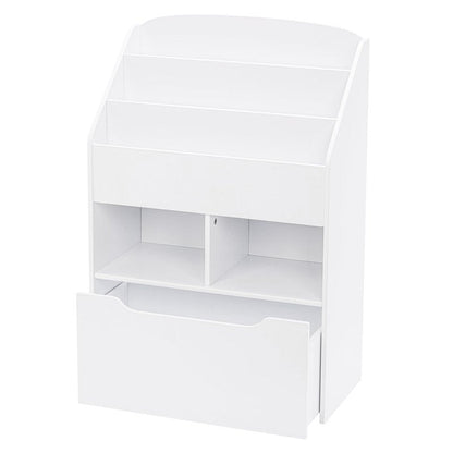 UTEX Kids Bookshelf with Movable Toy Box, Toddler Book Shelf and Toy Storage, Children Book Display Rack Toy Chest Combo for Kids Room & Nursery, White