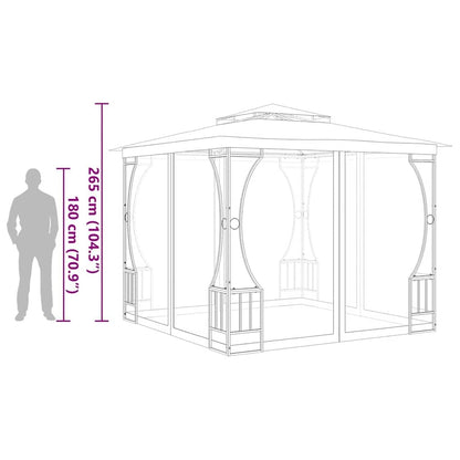 Anthracite Gazebo with Mosquito Nets, 9.8'x9.8' Outdoor Canopy Tent, UV Proof Polyester Fabric, Steel Frame, for Patio, Backyard, Deck Lawn Structures