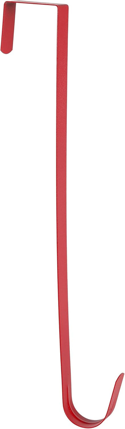 Sattiyrch 15" Wreath Hanger - Sturdy Steel Over The Door Hook for Front Door Decor (Red, 4")