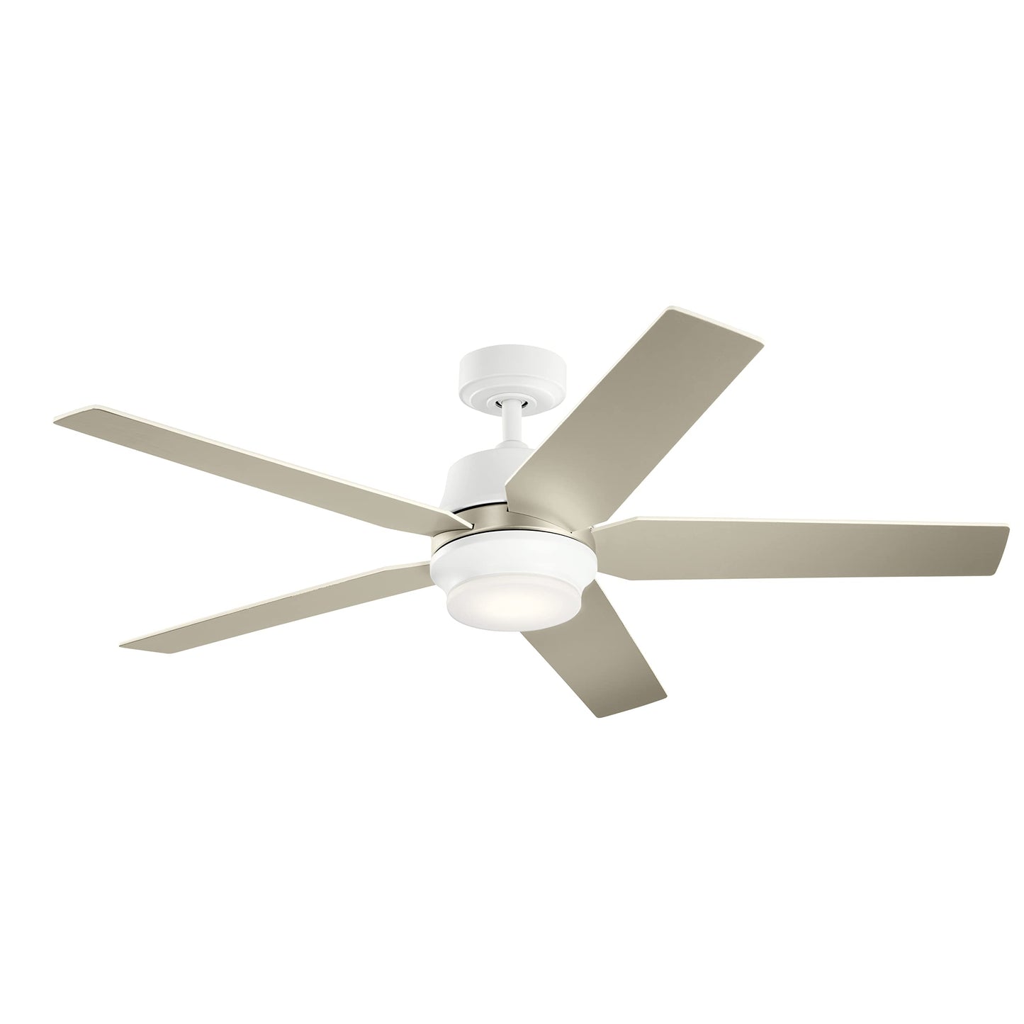 Kichler Maeve 52 inch LED Ceiling Fan with Satin Etched Cased Opal Glass in Matte White with Matte White Blades