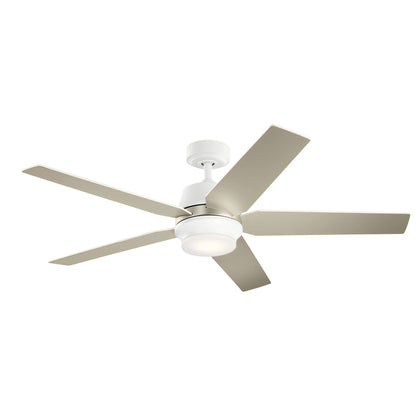 Kichler Maeve 52 inch LED Ceiling Fan with Satin Etched Cased Opal Glass in Matte White with Matte White Blades