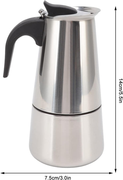 YOUTHINK Portable Electric Coffee Maker, Food Grade Stainless Steel Moka Pot for Home & Outdoor (100ml)