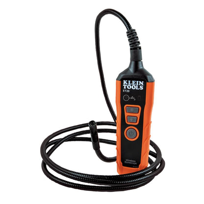 Klein Tools ET20 Wi-Fi Borescope, 9 mm 6-Foot Armored Waterproof Gooseneck Snake, LED Lights, Rechargeable Battery, Endoscope Inspection Camera