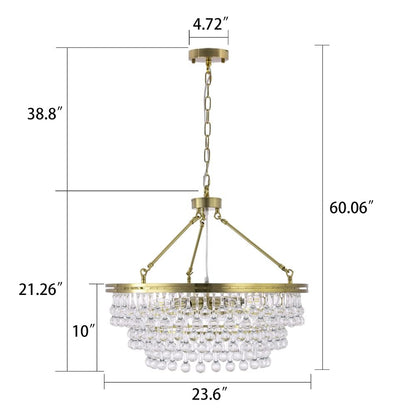 TOCHIC Modern Crystal Chandelier for Dining Room, 24 inch Gold Chandeliers Light Fixtures High Ceiling Crystal Pendant Lighting for Bedroom, Kitchen Island Light, Living Room Chandelier, 3 Tiers