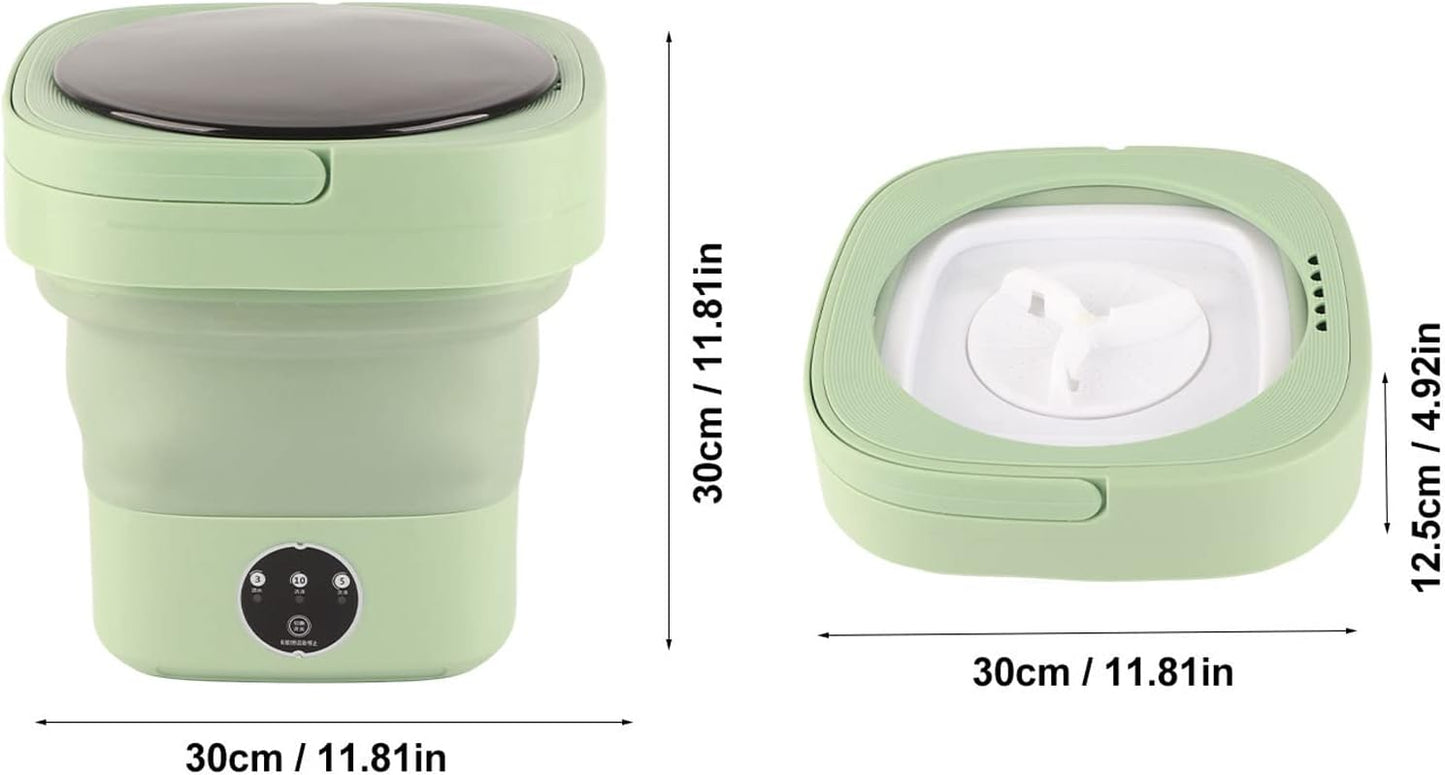 Foldable Portable Washing Machine, Mini Washer 6.5L Large Capacity, Soft Spin Drying, Green, for Home, Camping,