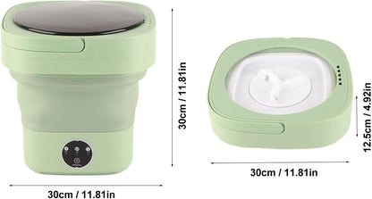 Foldable Portable Washing Machine, Mini Washer 6.5L Large Capacity, Soft Spin Drying, Green, for Home, Camping,