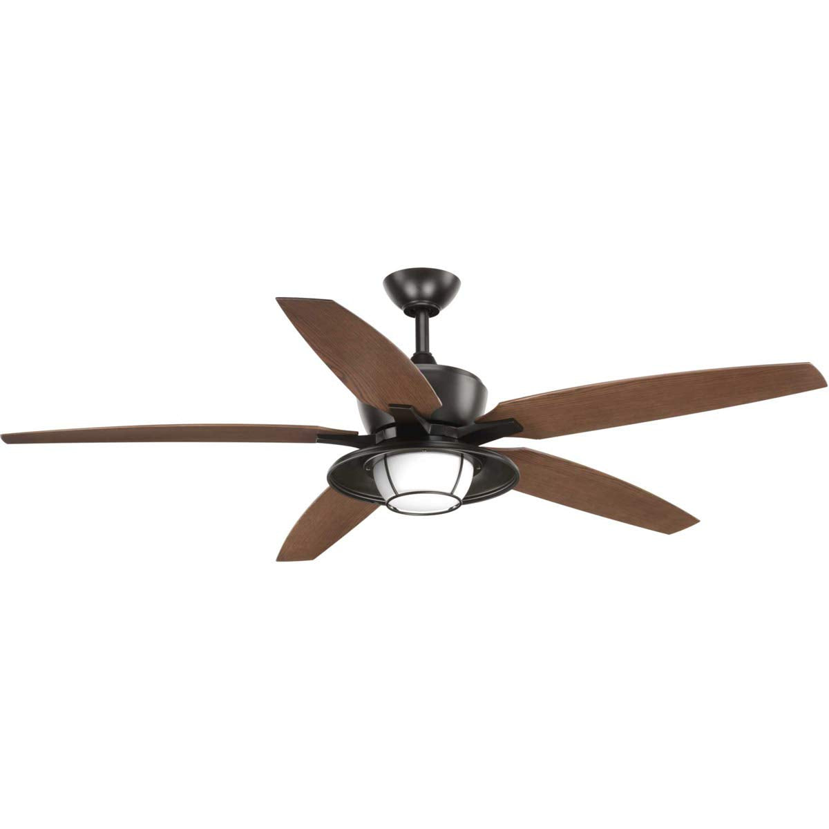 Progress Lighting P2564-2030K Protruding Mount, 5 Walnut Blades Ceiling fan with 18 watts light, Antique Bronze