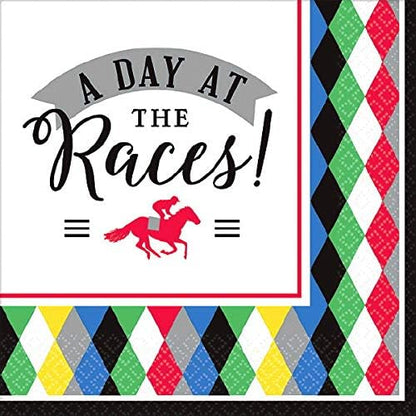 Kentucky Derby Party Supplies, Horse Race Cocktail Beverage Napkins, 32 Count
