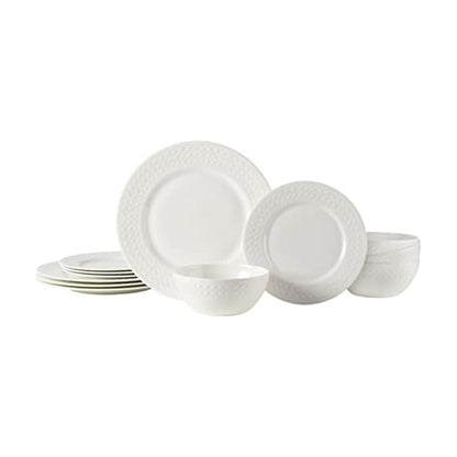 Mikasa Patterson Vegan Bone China Chip Resistant 12 Piece Dinnerware Set, Service for 4