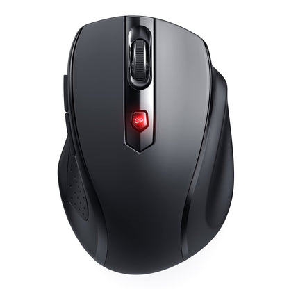 Wireless Mouse, D-09 Computer Mouse USB Cordless Mice for Laptop, Ergo Grips, Lightspeed 5-Level 2400 DPI, 16 Months Battery, Portable for PC Mac Chromebook (Black)