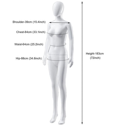 XYIANG Plastic Full Body Manikin Premium Poseable Mannequin with Detachable Arms Clothing Dress Jewelry Display 183 Height Easy to Assemble,