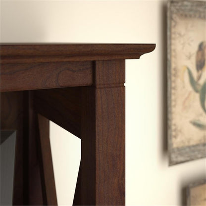 Bush Home Key West 5 Shelf Bookcase - Set of 2 | Tall Bookshelves in Bing Cherry | Sturdy Display Shelves for Library, Living Room, and Home Office