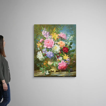 CANVAS ON DEMAND Peonies and Mixed Flowers Canvas Wall Art Print by Albert Williams, Classic, Home Decor, Floral, Flowers, Artwork,36" x45in