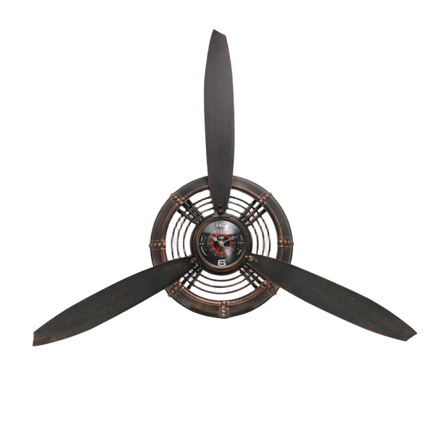 GLOWMIRTH Airplane Propeller Wall Decor,Aviation Decor,Pilot Gifts, Steampunk Clock,Man Cave Clock, Wall Art for Office Bedroom,Battery Operated,Brown