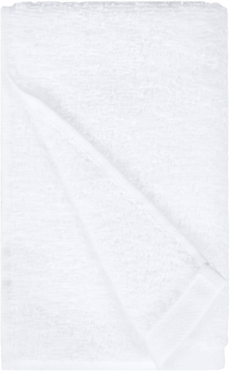 16 26 12-Pack Amazon Basics Soft and Thick Cotton Hand Towels for Bath, Kitchen, Gym, x in, White