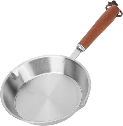Luqeeg Mini Stainless Steel Frying Pan, Non Stick Egg Pan, Compatible with Induction & Gas Stoves, Ergonomic Handle