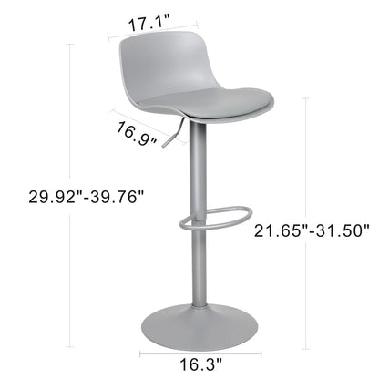 Kidol & Shellder Bar Stools Set of 4 Adjustable Counter Height Barstools Modern PU Leather Swivel Tall Bar Chairs Upholstered Bar Stool with Back for Kitchen Island（Gray）