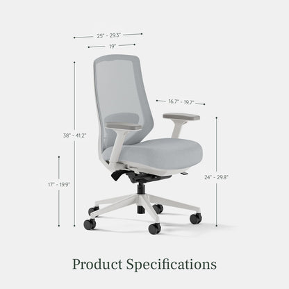 Branch Ergonomic Chair Pro - Mesh Office Chair with 14 Points of Adjustment - Height, Depth & Tilt Adjustable - 5D Armrests - Forward Tilt, Smooth Recline, and Lumbar Support - Mineral